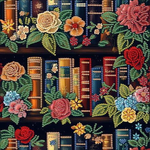 مجموعات الفن الماسي DIY للكبار على شكل كتاب خاص - مجموعات الرسم الماسي 5D للبالغين زهرة - تطريز كريستالي عبر الغرز - حرفية لديكور الحائط والمكتب 12 × 12 بوصة N11 in Saudi Arabia