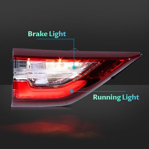 Left Driver Side Inner Tail Light Fit for 2018 2019 2020 2021 Chevy Traverse, Rear Taillights Brake Lamp with LED Bulbs, 85164974 GM2802117 in Saudi Arabia