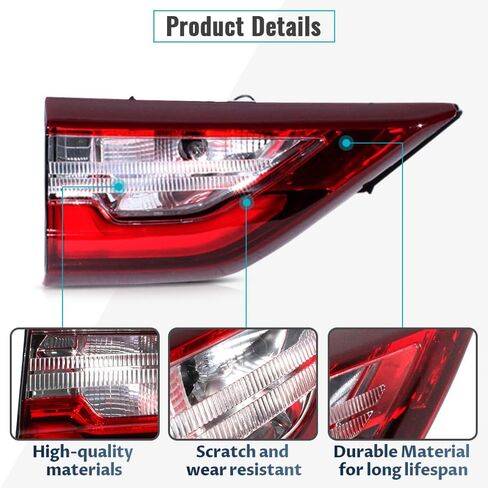 Left Driver Side Inner Tail Light Fit for 2018 2019 2020 2021 Chevy Traverse, Rear Taillights Brake Lamp with LED Bulbs, 85164974 GM2802117 in Saudi Arabia
