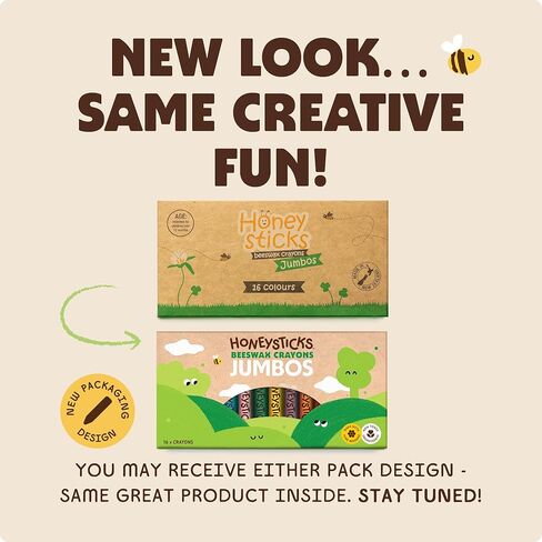 هوني ستيكس اقلام شمع العسل النقي - حجم كبير للأيدي الصغيرة - مصنوعة يدويا في نيوزيلندا - عبوة من 16 قطعة in Kuwait
