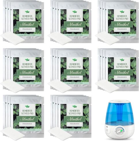 32 Pcs Humidifier Scented Pads 1.46 x 0.8 Inch Replacement Vapor Pads 8 Styles Universal Vapor Pads Eucalyptus Menthol 8h Long Lasting Relief Vapor Scented Pads for Humidifier Home Office in Kuwait
