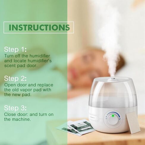 32 Pcs Humidifier Scented Pads 1.46 x 0.8 Inch Replacement Vapor Pads 8 Styles Universal Vapor Pads Eucalyptus Menthol 8h Long Lasting Relief Vapor Scented Pads for Humidifier Home Office in Kuwait