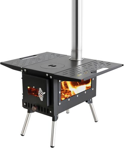 Outdoor Firewood Stove Camping Wood Stove Portable Tent Keep Warm Stove With Chimney Pipe Camping Accessories Backpacking BBQ Hiking Picnic Outdoor Cooking Tools in Saudi Arabia