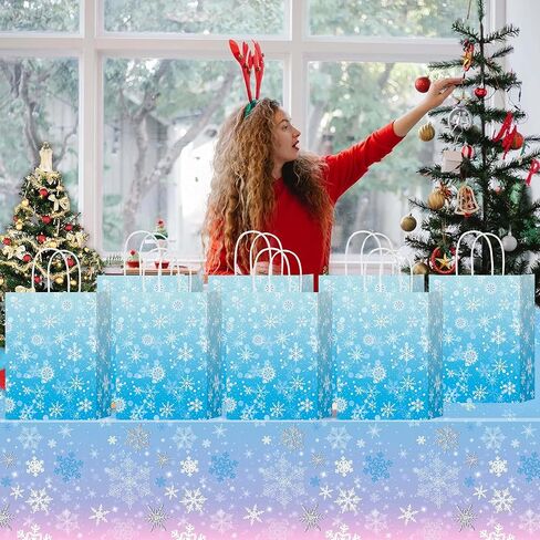 hongxinghai 8 قطع أكياس عيد الميلاد الجميلة عيد الميلاد كرافت ورقة هدايا مع مقابض مطبوعات عيد الميلاد لعطلة عيد الميلاد أكياس جودي، أكياس هدايا عيد الميلاد، هدايا الحفلات in Kuwait