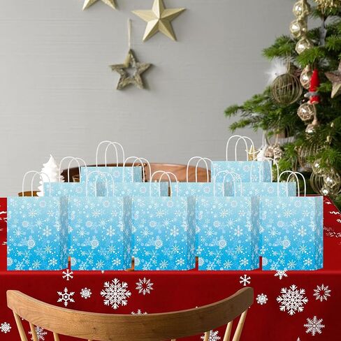 hongxinghai 8 قطع أكياس عيد الميلاد الجميلة عيد الميلاد كرافت ورقة هدايا مع مقابض مطبوعات عيد الميلاد لعطلة عيد الميلاد أكياس جودي، أكياس هدايا عيد الميلاد، هدايا الحفلات in Kuwait