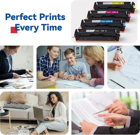 خراطيش حبر 218A مكونة من 4 قطع بديلة متوافقة لطابعة HP Color Pro MFP 3301SDW 3301CDW 3301FDW 3201DW سلسلة 3301 3201 | W2180A W2181A W2182A W2183A in Kuwait