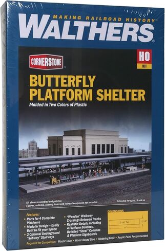 مجموعة Walthers Cornerstone Series Kit ملاجئ منصة المحطة على طراز الفراشة بمقياس HO in Saudi Arabia