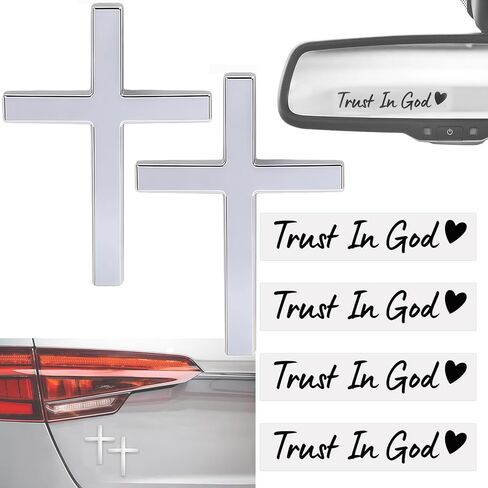 2PCS 3D Cross Car Stickers - Car Decorations and Durable Car Decorations with Faith Inspired Cross Stickers, Suitable for Most Cars in Kuwait
