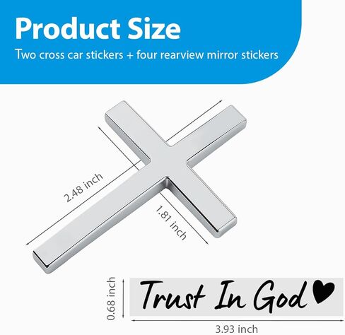 2PCS 3D Cross Car Stickers - Car Decorations and Durable Car Decorations with Faith Inspired Cross Stickers, Suitable for Most Cars in Kuwait