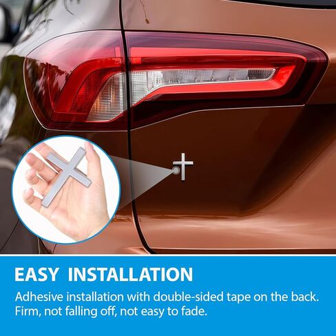 2PCS 3D Cross Car Stickers - Car Decorations and Durable Car Decorations with Faith Inspired Cross Stickers, Suitable for Most Cars in Kuwait