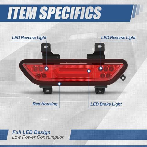 Auto Dynasty Black LED Neon Tube Bar Third Tail Brake Light Reverse Back Up Rear Fog Lamp Compatible with Ford Mustang 15-18 in Saudi Arabia