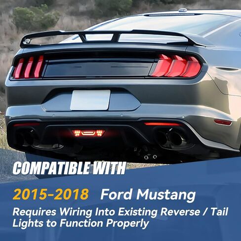 Auto Dynasty Black LED Neon Tube Bar Third Tail Brake Light Reverse Back Up Rear Fog Lamp Compatible with Ford Mustang 15-18 in Saudi Arabia