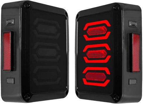 مجموعة مصابيح LED مطورة متوافقة مع 2007-2018 Jeep Wrangler JK JKU، ضوء فرامل إيقاف خلفي بعدسة دخان مع مصابيح تشغيل إشارة الانعطاف لملحقات Wrangler JK، التوصيل والتشغيل، زوج in Kuwait