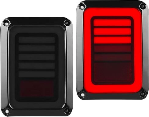Upgraded LED Tail Lights Assembly Compatible with 2007-2018 Jeep Wrangler JK JKU, Smoke Lens Rear Stop Brake Light w/Turn Signal Running Lamps for Wrangler JK Accessories, Plug & Play, Pair in Kuwait