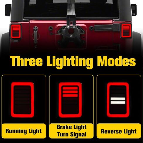 مجموعة مصابيح LED مطورة متوافقة مع 2007-2018 Jeep Wrangler JK JKU، ضوء فرامل إيقاف خلفي بعدسة دخان مع مصابيح تشغيل إشارة الانعطاف لملحقات Wrangler JK، التوصيل والتشغيل، زوج in Kuwait