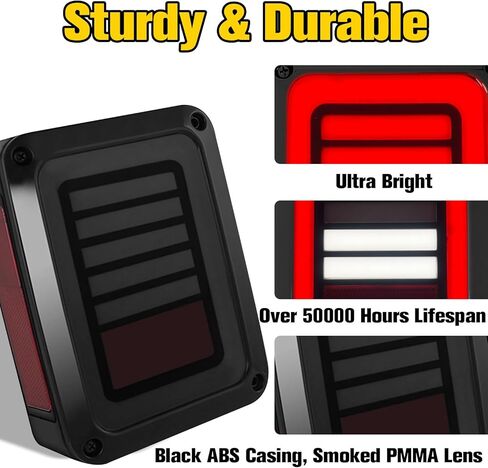 مجموعة مصابيح LED مطورة متوافقة مع 2007-2018 Jeep Wrangler JK JKU، ضوء فرامل إيقاف خلفي بعدسة دخان مع مصابيح تشغيل إشارة الانعطاف لملحقات Wrangler JK، التوصيل والتشغيل، زوج in Kuwait