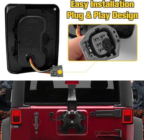 مجموعة مصابيح LED مطورة متوافقة مع 2007-2018 Jeep Wrangler JK JKU، ضوء فرامل إيقاف خلفي بعدسة دخان مع مصابيح تشغيل إشارة الانعطاف لملحقات Wrangler JK، التوصيل والتشغيل، زوج in Kuwait