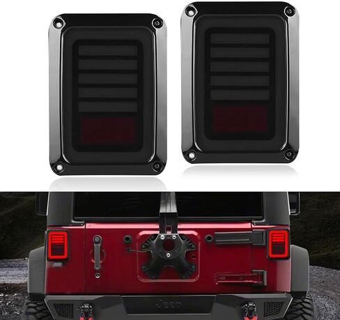 مجموعة مصابيح LED مطورة متوافقة مع 2007-2018 Jeep Wrangler JK JKU، ضوء فرامل إيقاف خلفي بعدسة دخان مع مصابيح تشغيل إشارة الانعطاف لملحقات Wrangler JK، التوصيل والتشغيل، زوج in Kuwait