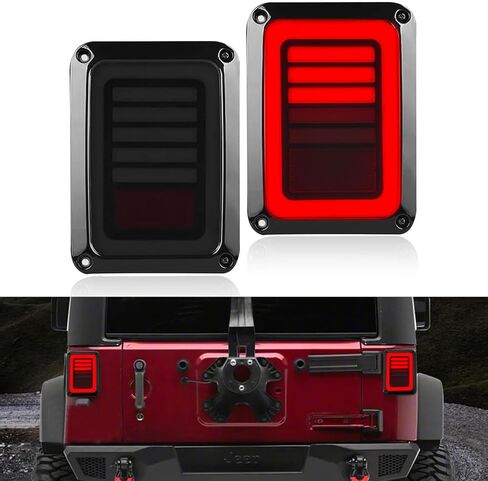 مجموعة مصابيح LED مطورة متوافقة مع 2007-2018 Jeep Wrangler JK JKU، ضوء فرامل إيقاف خلفي بعدسة دخان مع مصابيح تشغيل إشارة الانعطاف لملحقات Wrangler JK، التوصيل والتشغيل، زوج in Kuwait