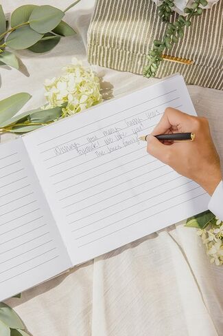 Elegant Wedding Guest Book-Wedding Memory Book w/Keepsake Pocket+Bow Closure, 9x7in Linen Cover, 120 Lined Pages - Guest Book Wedding Reception, Bridal/Baby Shower, Funeral and Other Holiday Events in Saudi Arabia