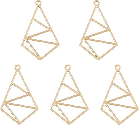 PandaHall 5pcs Open Back Bezel Charms Epoxy Resin Pressed Flower Blank Matte Gold Quadrangle Frame Hollow Pendants for UV Resin Jewelry Making Choker Earrings Necklace Bracelet DIY Crafts in Saudi Arabia