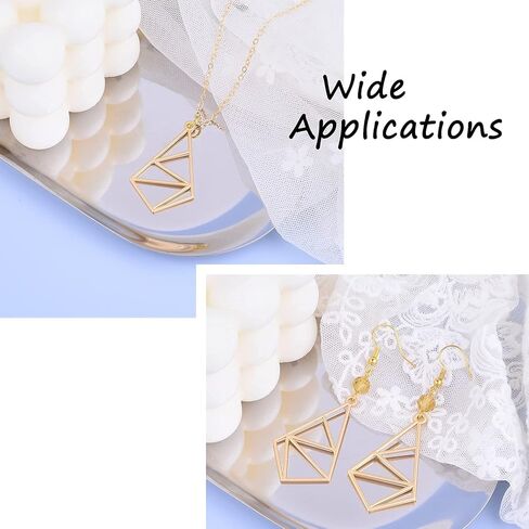 PandaHall 5pcs Open Back Bezel Charms Epoxy Resin Pressed Flower Blank Matte Gold Quadrangle Frame Hollow Pendants for UV Resin Jewelry Making Choker Earrings Necklace Bracelet DIY Crafts in Saudi Arabia