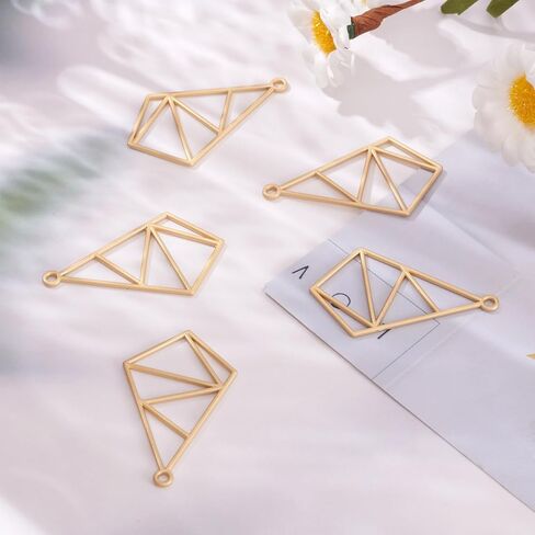 PandaHall 5pcs Open Back Bezel Charms Epoxy Resin Pressed Flower Blank Matte Gold Quadrangle Frame Hollow Pendants for UV Resin Jewelry Making Choker Earrings Necklace Bracelet DIY Crafts in Saudi Arabia