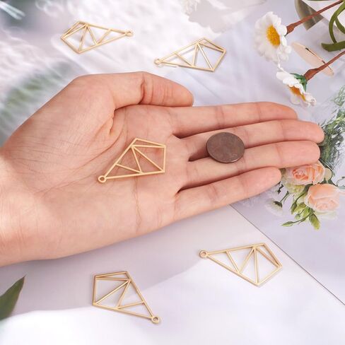 PandaHall 5pcs Open Back Bezel Charms Epoxy Resin Pressed Flower Blank Matte Gold Quadrangle Frame Hollow Pendants for UV Resin Jewelry Making Choker Earrings Necklace Bracelet DIY Crafts in Saudi Arabia