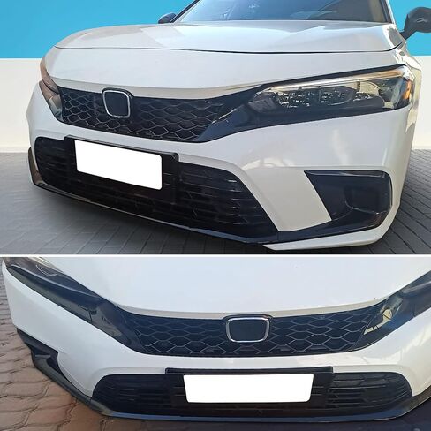 IKON MOTORSPORTS، شبكة أمامية علوية متوافقة مع 2022-2024 Honda Civic Si & Hatchback، نوع R نمط أسود لامع ABS شبكة المصد الأمامي شبكة قرص العسل in Saudi Arabia