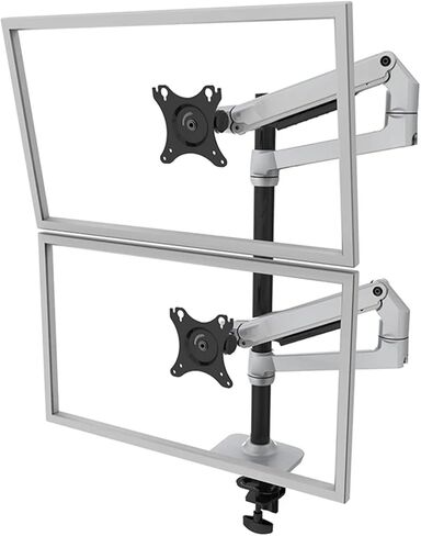 Desktop full-motion dual monitor stand with mechanical spring arms and a load capacity of 11 kg(Silver-black) in Saudi Arabia