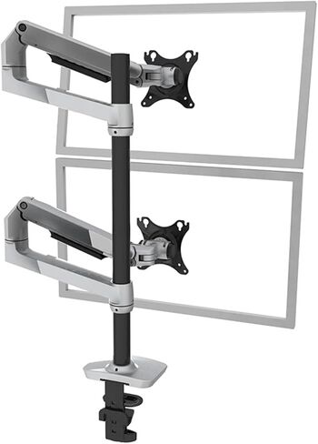 Desktop full-motion dual monitor stand with mechanical spring arms and a load capacity of 11 kg(Silver-black) in Saudi Arabia