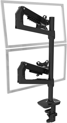 Desktop full-motion dual monitor stand with mechanical spring arms and a load capacity of 11 kg(Silver-black) in Saudi Arabia