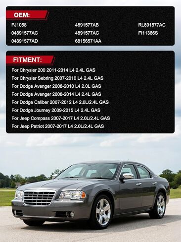 FJ1058 04891577AC حاقن الوقود 4 قطعة (2.0L 2.4L) لكرايسلر 200 2011-2014، سيبرينغ 2007-2010، لدودج افنجر 2008-2014، كاليبر 2007-2012، رحلة 2009-2015، لسيارة جيب كومباس باتريوت 2007-2017 in Saudi Arabia