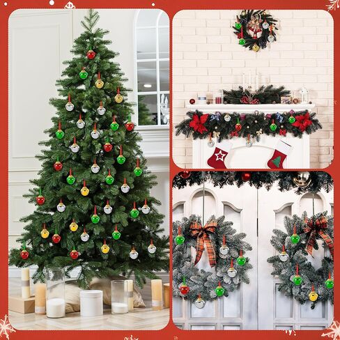 Aneco 36 Pack Christmas Bell Necklaces Holiday Jingle Bell Necklaces Toys with Safety Connect Catch Ribbons for Christmas Favor (Gold, Red, Green, Silvery) in Kuwait