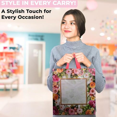 Premium Gift Bag Set – 12 Pack of Stunning, Glossy Gift Bags for Birthdays, Weddings, Baby Showers, & Special Celebrations (Multicolor, 13 x 14 x 5) in Saudi Arabia