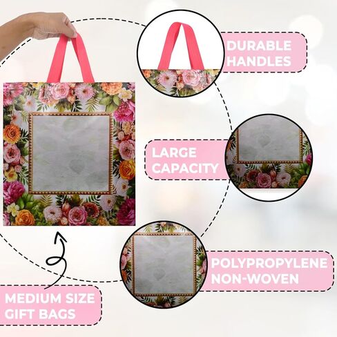 Premium Gift Bag Set – 12 Pack of Stunning, Glossy Gift Bags for Birthdays, Weddings, Baby Showers, & Special Celebrations (Multicolor, 13 x 14 x 5) in Saudi Arabia