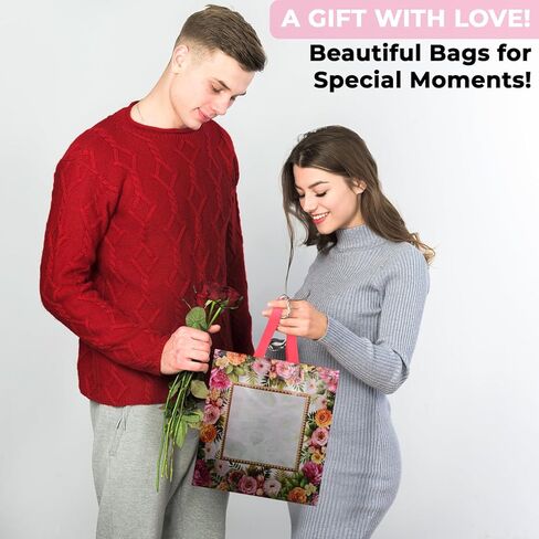 Premium Gift Bag Set – 12 Pack of Stunning, Glossy Gift Bags for Birthdays, Weddings, Baby Showers, & Special Celebrations (Multicolor, 13 x 14 x 5) in Saudi Arabia