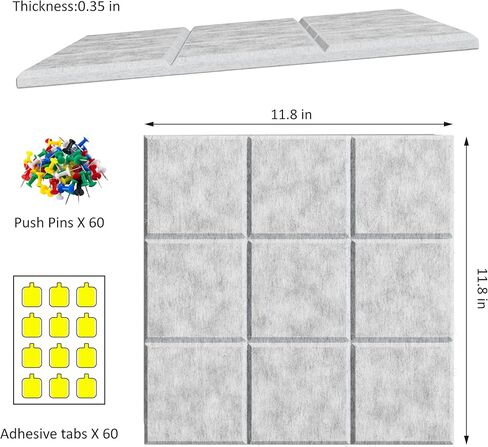 Large Cork Board for Wall 36"x 24", Black Bulletin Board Felt Wall Tiles, 6 Packs Cork Boards with Safe Adhesive Tabs with Pushpins,Cork Board for Office Pin Board Tack Board Cork Boards in Kuwait