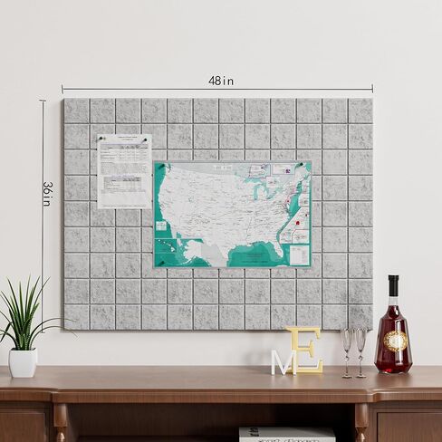 Large Cork Board for Wall 36"x 24", Black Bulletin Board Felt Wall Tiles, 6 Packs Cork Boards with Safe Adhesive Tabs with Pushpins,Cork Board for Office Pin Board Tack Board Cork Boards in Kuwait