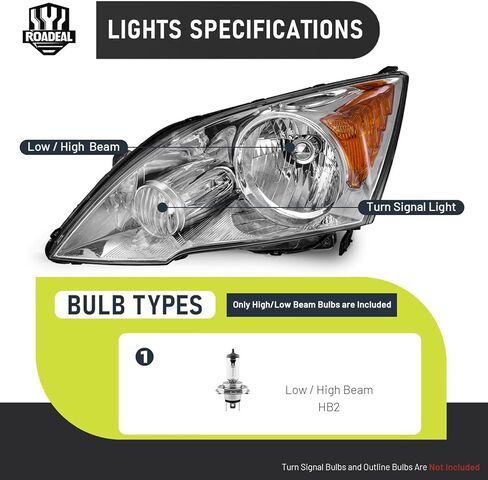 مجموعة المصابيح الأمامية لاستبدال المصابيح الأمامية الهالوجين 2007-2011 Honda CR-V، شعاع عالي/منخفض مع المصابيح، جانب السائق والراكب in Kuwait