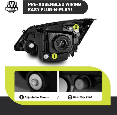مجموعة المصابيح الأمامية لاستبدال المصابيح الأمامية الهالوجين 2007-2011 Honda CR-V، شعاع عالي/منخفض مع المصابيح، جانب السائق والراكب in Kuwait