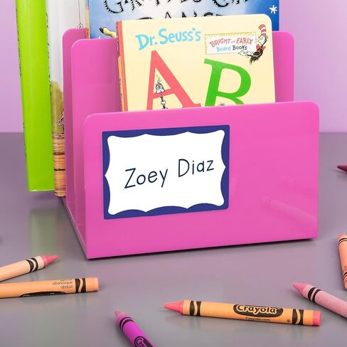 ملصقات شارة الاسم مطبوعة أو مكتوبة على حواف زرقاء من Avery مقاس 2.34 × 3.37 بوصة، عبوة من 100 قطعة (5144) in Saudi Arabia