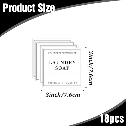 Laundry Labels 18 Pcs Waterproof Laundry Room Labels for Jars, Bathroom Label for Organizing Pray Bottles and Detergent Dispensers, Preprinted Room Organization Label Set in Kuwait