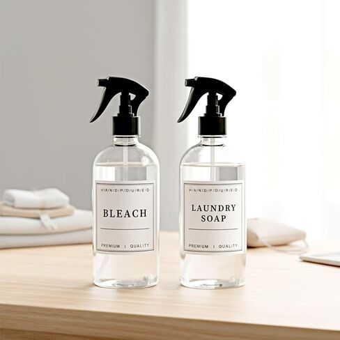 Laundry Labels 18 Pcs Waterproof Laundry Room Labels for Jars, Bathroom Label for Organizing Pray Bottles and Detergent Dispensers, Preprinted Room Organization Label Set in Kuwait