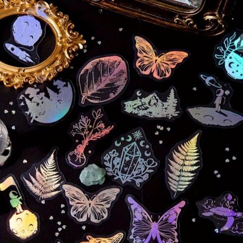 45Pcs/Bag Unicorn Starry Night Retro Hot Stamping Stickers Handbook Diary Decoration DIY Decoration Stickers for Scrapbook Handmade Random Delivery in Saudi Arabia