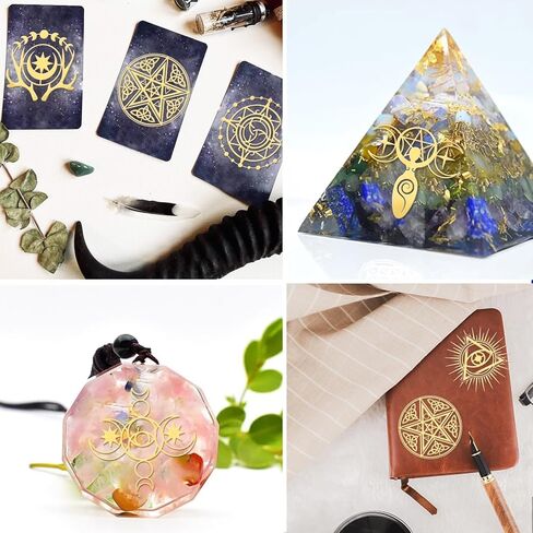 9pcs 1.6x1.6 inch Tarot Theme Stickers Self Adhesive Metal Stickers Witch Symbols Divination Stickers Golden Epoxy Stickers for DIY Scrapbooks Epoxy Resin Art Crafts Water Bottle Decor in Saudi Arabia