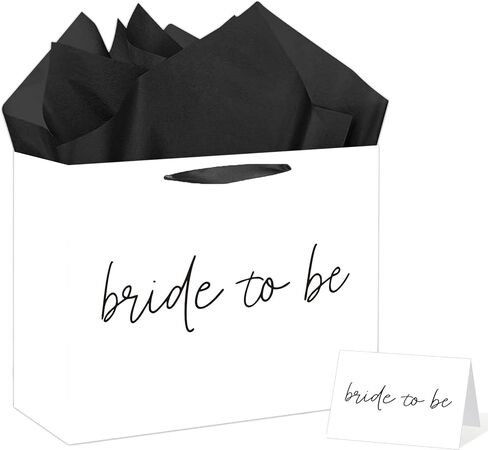 حقيبة هدايا Bride to Be، حقيبة هدايا كبيرة لحفلات الزفاف مع بطاقة تهنئة وورق مناديل، زينة حفل الزفاف لحفلات الزفاف، هدايا حفلات العزوبية، مستلزمات احتفالات الخطوبة، يوم خاص in Saudi Arabia