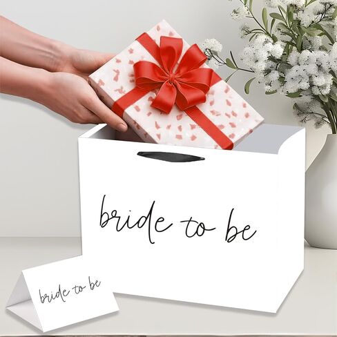 حقيبة هدايا Bride to Be، حقيبة هدايا كبيرة لحفلات الزفاف مع بطاقة تهنئة وورق مناديل، زينة حفل الزفاف لحفلات الزفاف، هدايا حفلات العزوبية، مستلزمات احتفالات الخطوبة، يوم خاص in Saudi Arabia