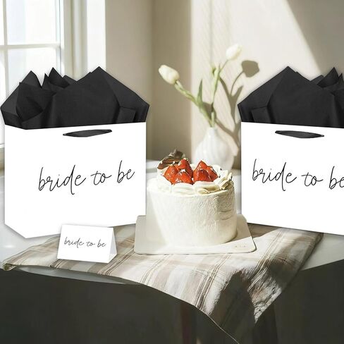 حقيبة هدايا Bride to Be، حقيبة هدايا كبيرة لحفلات الزفاف مع بطاقة تهنئة وورق مناديل، زينة حفل الزفاف لحفلات الزفاف، هدايا حفلات العزوبية، مستلزمات احتفالات الخطوبة، يوم خاص in Saudi Arabia