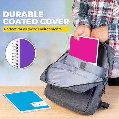 دفتر ملاحظات حلزوني واسع النطاق - 24 لونًا (12 لونًا ساطعًا و12 لونًا باستيل متضمنًا) حزمة كبيرة من دفتر الملاحظات الحلزوني مقاس 10.5 بوصة × 8 بوصة - 70 ورقة - صفحات مثقوبة in Kuwait